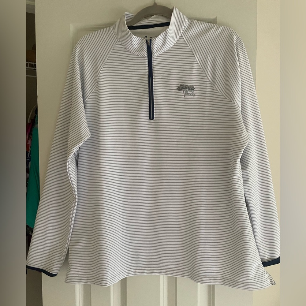 Peter Millar quarter zip with Torrey Pines Logo (silver). Size XL